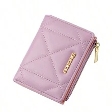 Korean Style Women's Wallet, Soft Rhombus Pattern Mini Purse, Coin Pouch, Card Holder, Perfect Gift For Women, Christmas Gift