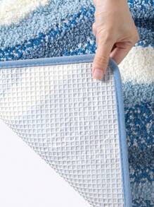 DAJIANG 1 pieza Alfombra de baño de estilo de playa con ola asimétrica, de material de poliéster con felpa, con base antideslizante de TPR, suave y absorbente, lavable, adecuada para lavabo, ducha, bañera, piso del baño, decoración esponjosa y gruesa para entrada, decoración de baño y cocina - Multicolor - Ver 4