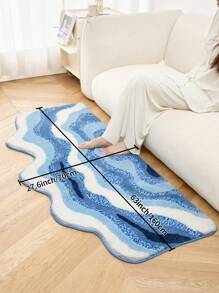 DAJIANG 1 pieza Alfombra de baño de estilo de playa con ola asimétrica, de material de poliéster con felpa, con base antideslizante de TPR, suave y absorbente, lavable, adecuada para lavabo, ducha, bañera, piso del baño, decoración esponjosa y gruesa para entrada, decoración de baño y cocina - Multicolor - Ver 9