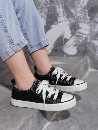 Zapatos deportivos casuales cómodos y transpirables de corte bajo, zapatos de lona unisex para estudiantes, zapatos deportivos para niños de primavera