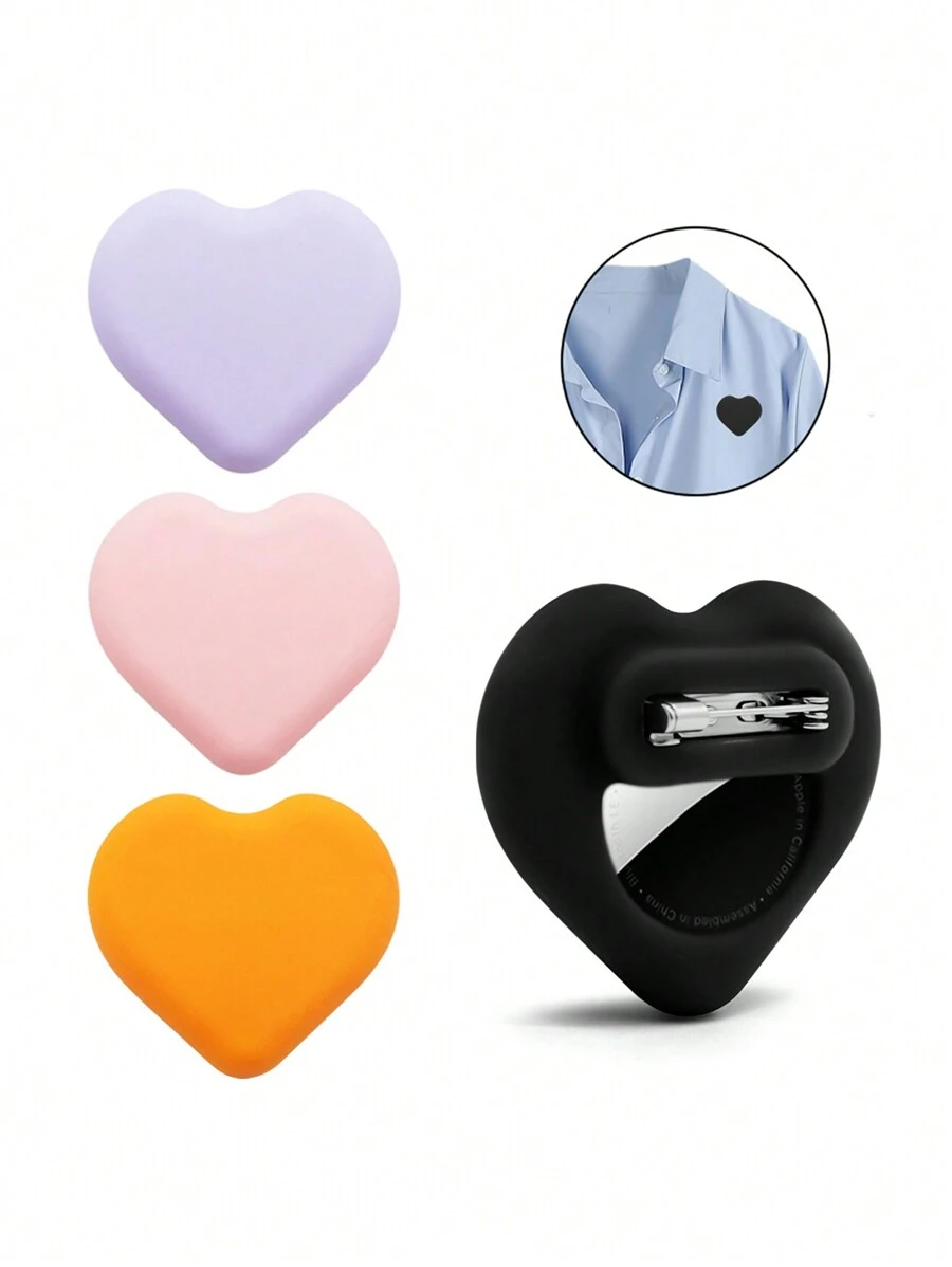 1Pc AirTag Locator Case(AirTag Not Included),Hidden Silicone Heart Shaped Case With Pin For Seniors,Toddlers,Children,Clothes,Pants,Luggage