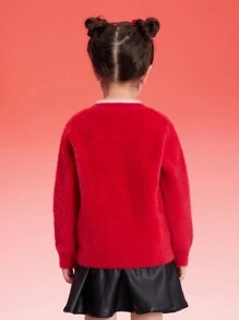 Balabala 女童红色针织毛衣，新年款式，2025年春季时尚上衣 - 中國紅 - 查看 2