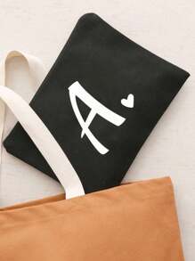 1 件化妆包化妆包钱包姓名首字母 A-Z 字母图案洗漱用品整理袋洗漱包拉链手机钱包铅笔袋手拿包教师礼物旅行必需品女士女孩礼物化妆工具化妆刷收纳，适用于假日海滩、浴室收藏、卧室收藏，大容量 - 黑色 - 查看 3