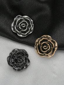 Vintage Rose Flower Metal Buttons 6 Packs, Antique Style Decorative Button For Coats, Sweaters, Suits, Jackets, Women's Fashion, DIY Crafts, Hair Accessories, Sewing Supplies - Golden & Silver Grey