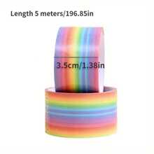 1件/2件创意彩虹绒球减压胶带，冰透明水晶粘球胶带，减压玩具粘球 - 彩虹色 - 查看 8