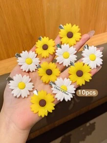10 piezas de horquillas para el cabello con girasoles dulces, accesorios de cabello lindos apropiados para uso diario