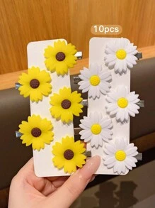 10 piezas de horquillas para el cabello con girasoles dulces, accesorios de cabello lindos apropiados para uso diario