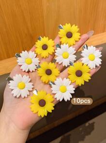 10 piezas de horquillas para el cabello con girasoles dulces, accesorios de cabello lindos apropiados para uso diario