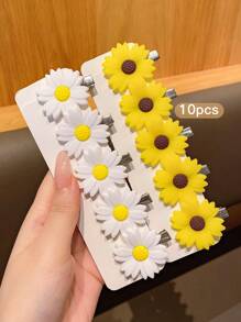 10 piezas de horquillas para el cabello con girasoles dulces, accesorios de cabello lindos apropiados para uso diario