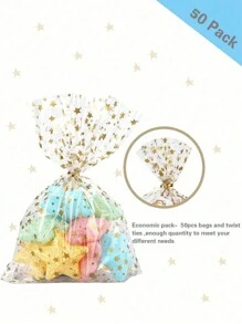 200 piezas-100 piezas Bolsas de plástico transparente/Bolsas de celofán con 100 piezas de pegatinas hechas a mano para envolver galletas, pasteles, chocolates, dulces y aperitivos, ideal para suministros de panadería y fiestas. Bolsas de embalaje con estampado de lunares y pegatinas, ideal para regalos del Día de la Madre, regalos y despedida de soltera.