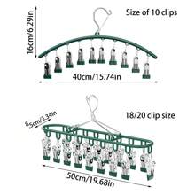 1pc Stainless Steel Sock Clip Hanger With 10-20 Clips, Balcony Drying Rack, Multi-Clip Stainless Steel Anti-Wind Anti-Slip Underwear Clothes Drying Rack Clothespins