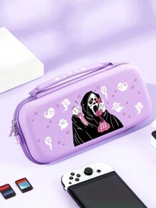 1pc Ghost Designed Protective Hard Storage Bag Compatible With Switch OLED/Switch NS Console, With Built-In Stand And Storage For 10 Game Cards, Suitable For Portable Travel, Provides Anti-Shock And Drop Protection For Console And Accessories - Multicolor - View 3