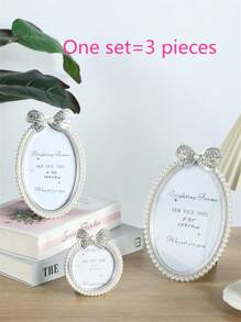 1/2/3 Pieces Of Bright Faux Faux Pearl Photo Frame, Baroque Style Faux Pearl Inlaid Rhinestone Decorative Frame, Photo Display Frame, Used For Office, Living Room, Bedroom Home Decoration (With Random Inner Paper)