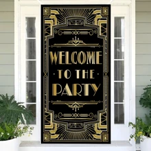 1pc 2020s Roaring Twenties Party Backdrop Door Frame Decoration, Celebrating New Year Whiskey Bar Theme Decor, Party Supplies Hanging Banner Flag