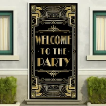 1pc 2020s Roaring Twenties Party Backdrop Door Frame Decoration, Celebrating New Year Whiskey Bar Theme Decor, Party Supplies Hanging Banner Flag