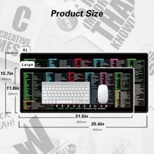 Excel Shortcut Keys Mouse Pad - Extended Large XL Cheat Sheet Gaming Mousepad | PC Office Spreadsheet Keyboard Mat | Non-Slip Stitched Edge - Color - View 2