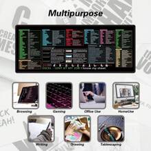 Excel Shortcut Keys Mouse Pad - Extended Large XL Cheat Sheet Gaming Mousepad | PC Office Spreadsheet Keyboard Mat | Non-Slip Stitched Edge - Color - View 3