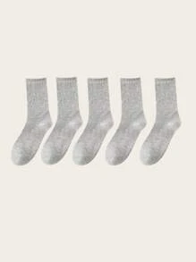 5 Pairs Of Black And White Thick Men's And Women's Winter Socks, Fashionable, Casual, Comfortable, Breathable, Odor Proof, Outdoor Sports, Running, Fitness, Compression Knee Socks, Black And White High Tube Socks For Business And Leisure Vacations