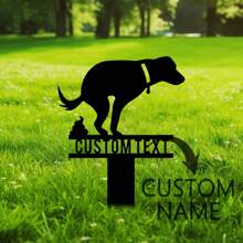 1 pieza Estaca de jardín personalizada "No está aquí Perro Cagando", Señal "No Cagar Perro", Estaca de jardín personalizada con corazón y mariposa, Arte metálico de yarda de cabeza de ciervo de caza personalizado, Arte de pared de naturaleza y vida silvestre, Arte de yarda "No Cagar", Señal de césped "No Cagar", Señal de yarda de perro, Arte metálico de regalo de inauguración de la casa para mascotas - Negro - Ver 2