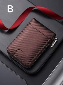 1pc Fashionable Men Wallet, Faux Carbon Fiber Pattern, Accordion Zip, RFID Blocking Card SlotsLarge Capacity Multi-Card Slots,Business Casual Style,Birthday Gift,Graduation Gift,Father's Day Gift