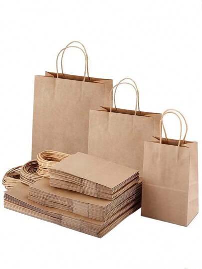 20PCS Brown Paper Bags With Handles, Sturdy Kraft Paper Bags, Gift Bags For Gifts, Take-Out, Shopping, Clothes, Retail, Groceries, Specialties, Food, Baking, Home Decor, Kitchen Items, Holiday Party Gifts, Christmas, Thanksgiving, Birthday, Valentine's Day