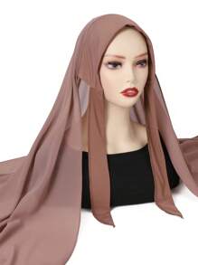 1 Stück Frauen Abaya Accessoires einfarbiger praktischer Schleife-Fixierung rutschfester Chiffon Hidschāb Kopftuch