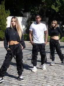 Men's Jogger Pants With Suspenders And Chain Included, Super Cool For Nightclubs, Parties And Events - Black - View 4