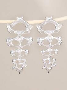 1 Cặp Hoa tai đầu lâu nhiều lớp phong cách Gothic kim loại phóng đại, Hoa tai dài thời trang đường phố dành cho phụ nữ, Phụ kiện dự tiệc - EZ5473 - Xem 8