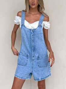 Women Denim Overalls & Jumpsuits - Blue - View 4