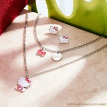 Hello Kitty Jewellery Set Silver Colour Necklace Bracelet Stud Earrings Kawaii Gift