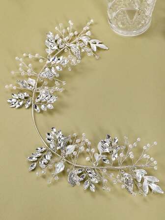 1pc Luxury Rhinestone Alloy Bridal Headband, Jewel Wedding Hair Accessory Valentine's Day Accessories