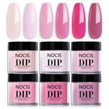 6 pièces Kit de poudre de trempage rose - Teintes claires et roses, nuances de fleurs de cerisier pour une manucure française DIY, sans lampe UV nécessaire