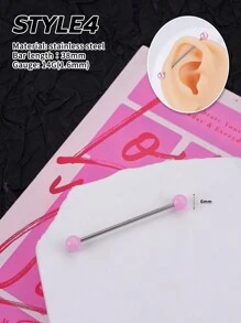 1pc Sweet Pink Industrial Earring Star Industrial Piercing Jewelry Stainless Steel Heart Industrial Earrings For Women Men Industrial Bar Piercing Cartilage Helix Piercing Earrings Pink Industrial Barbell Body Piercing Jewelry 38mm 1&1/2 Inch Industrial Piercing Bar For Christmas Valentine Gift Valentine's Day Party Daily Wear Night Out Social Gatherings Daily Wear Valentines,Mom,Mother,Mother's Day,Gift - Multicolor - View 12