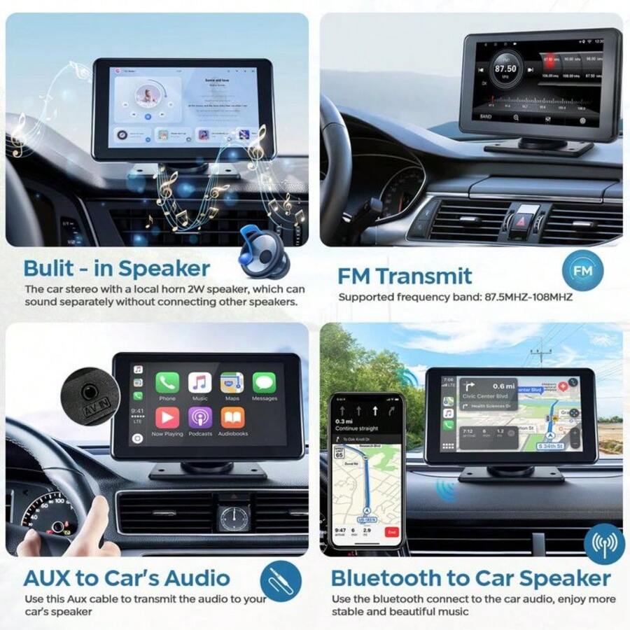 [Hieha]Portable Carplay Screen For Car, 7 Inch IPS Touchscreen Car