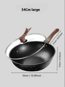 1pc Non-Stick Frying Pan For Home Cooking, Reduces Smoke, Flat Bottom Skillet For Frying And Stir-Frying Seafood Boil
