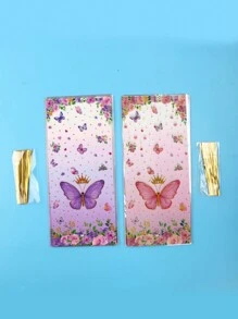 25 stuks roze paarse kroonvlindersnoepzakjes - Levendige verjaardagsfeestartikelen - Plastic koekjesverpakkingszak, geschikt voor bruidscadeaus, huwelijkscadeaus en verjaardagsfeestdecoratie