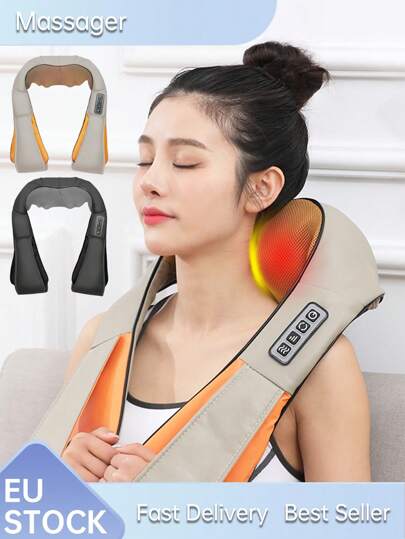 1 st Elektrisk Shiatsu ryggmassageapparat med värmefunktion, US-plugg Portabel djupvävnad 3D knådningskudde för muskelavslappning, lämplig för nacke, rygg, axlar, fötter, ben, muskler, axlar