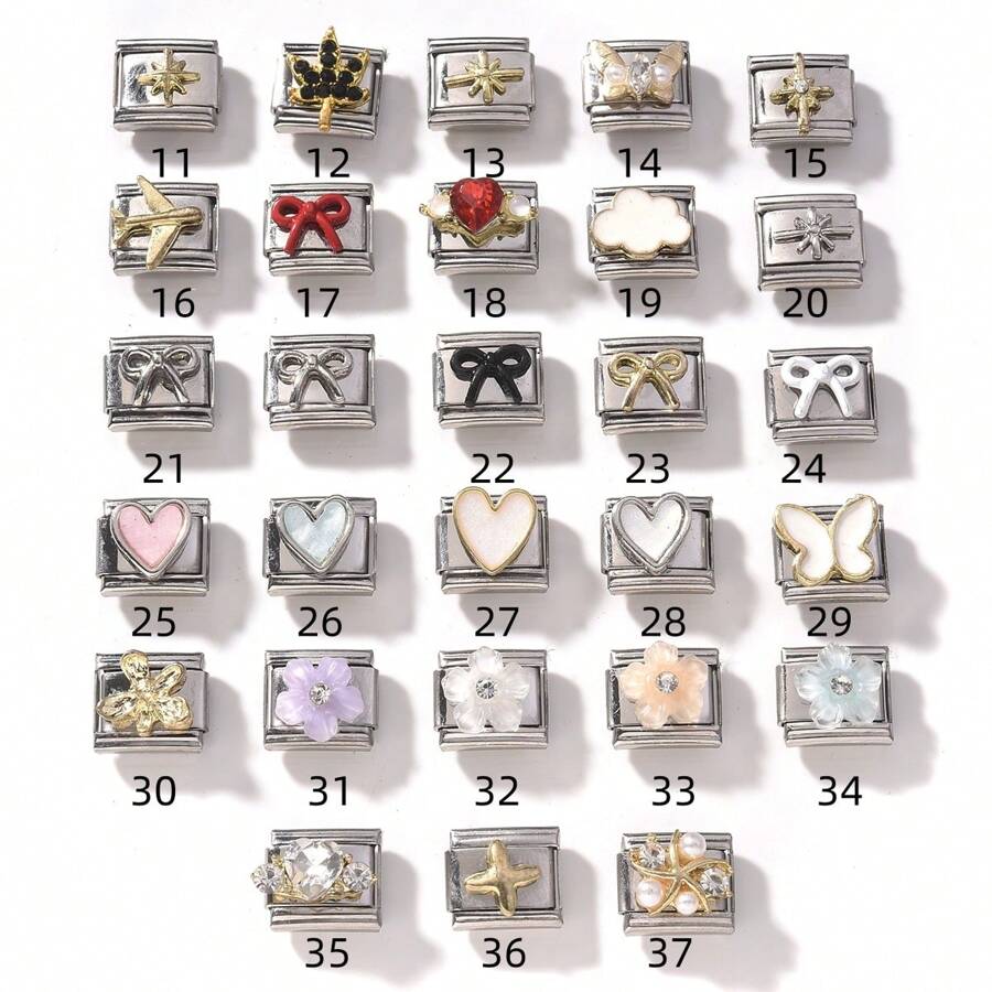 1pc Nhiều màu sắc 5/10/20 hạt/bộ bằng thép không gỉ dạng mô-đun, giày cao gót tự làm, váy, phụ kiện quần áo cho vòng tay thời trang, phụ kiện trang sức Unisex