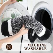 Pauwer Bathroom Rugs Sets 5 Piece With Lid Cover Bathroom Shower Rugs With U-Shaped Contour Toilet Mat Absorbent Microfiber Plush Bath Mats Non Slip Bath Rugs Machine Washable Bathroom Floor Mats - 黑色 - 查看 6