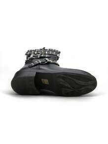 Rhinestone Embellished Edgy Punk Street Style Ankle Boots - Noir - View 2