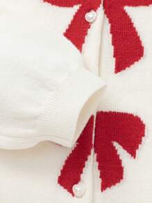 Balabala Girls' Knit Cardigan, 2025 New Year Outfit With Bow Detail