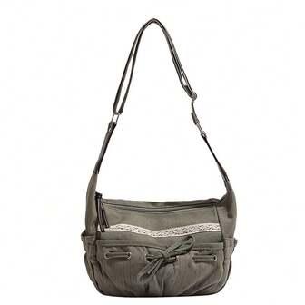 女士流浪单肩包，复古休闲大容量手提包，斜挎包，上班通勤包，邮差包，旅行，拉链开合