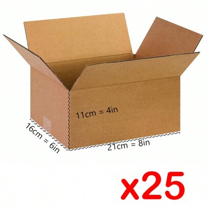8x6x4 Inches Shipping Boxes 25 Pack, Brown Corrugated Cardboard Box For Small Business Mailing Shipping And Storage Back To School