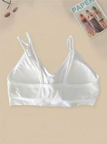 4pcs Girls Simple Solid Color Comfortable Seamless Camisole Lingerie Bras, Women Lingerie Bra