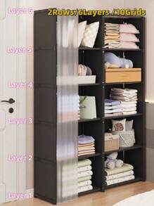 1个便携式立方体衣柜收纳架，多功能储物架带帘子，31.5英寸 x 15.7英寸立式书架，可作衣橱、鞋架，适用于卧室、客厅、厨房、办公室等家居装饰，是节日/情人节的理想礼物。 - B - 查看 5