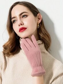 1 Pair Women's Winter Fashion Full Finger Windproof Gloves With Touch Screen Function, Warm Thermal Lined , Suitable For Outdoor Cycling, Daily Wear And Gift