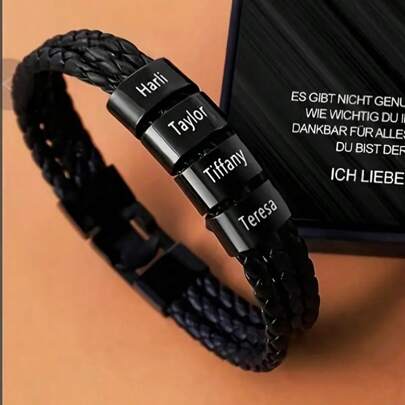 [Customized] Men's Stainless Steel Bracelet, Personalized With 1-7 Names, Gift For Dad, Grandpa, Uncle, Husband, Son, Father's Day,Multi-Functional, ,Ornamental,Reusable,Breathable,Adorable,High-Quality,Cute,Modern,Soft,Custom,Personalized,Unique,Xmas Decoration, Autumn Home Refresh