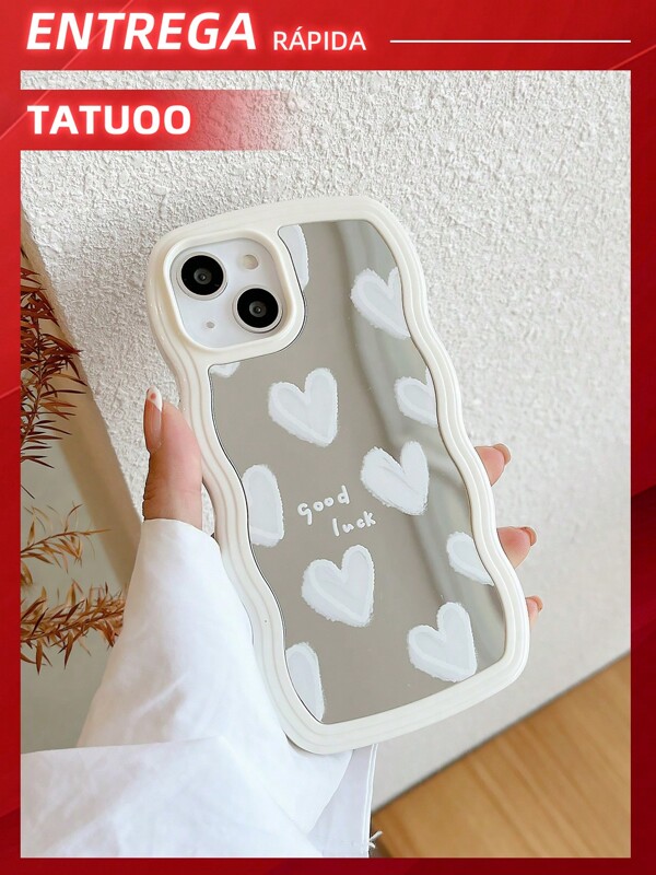 1 Peça Capa Para Celular Heart Graffiti Mirror, Estojo Macio à Prova de Quedas e Choques, Compatível Com iPhone 16/16Pro/16Plus/16ProMax