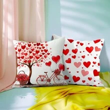 4 Stücke Valentinstag Dekorations-Set, beidseitig bedruckte Kissenbezüge