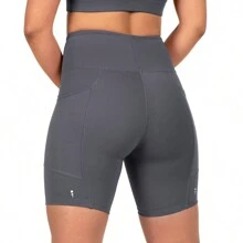 Women's Compression Shorts With Pocket For Running, Walking, Gym - Grey - View 3